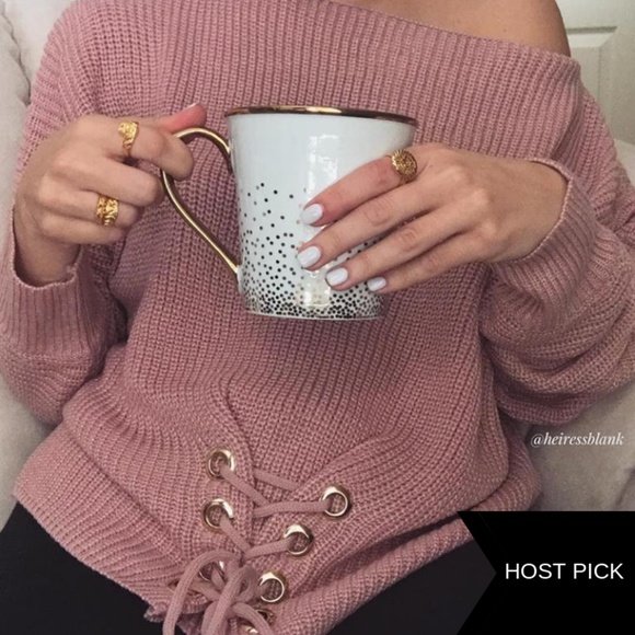 1L left! Mauve, Lace Front BF Sweater - Picture 2 of 9